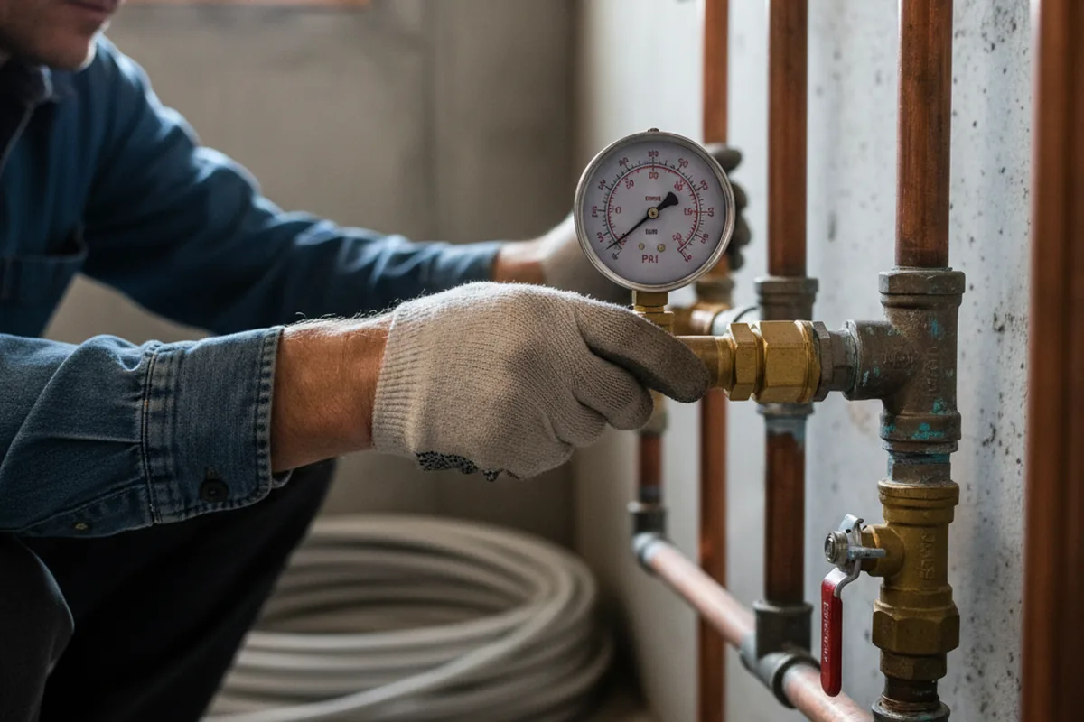 Pressure testing a repaired line during Water Line Repair in Fontanelle